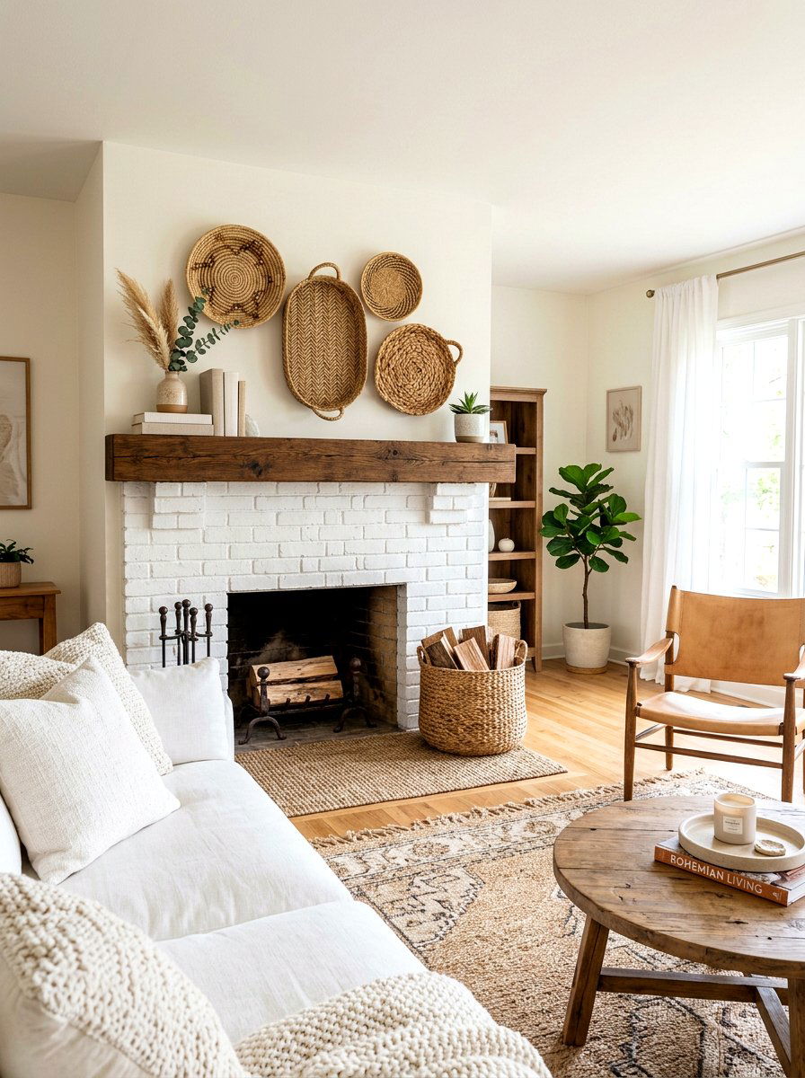Woven Basket Decor - 30 mantel shelf styling ideas