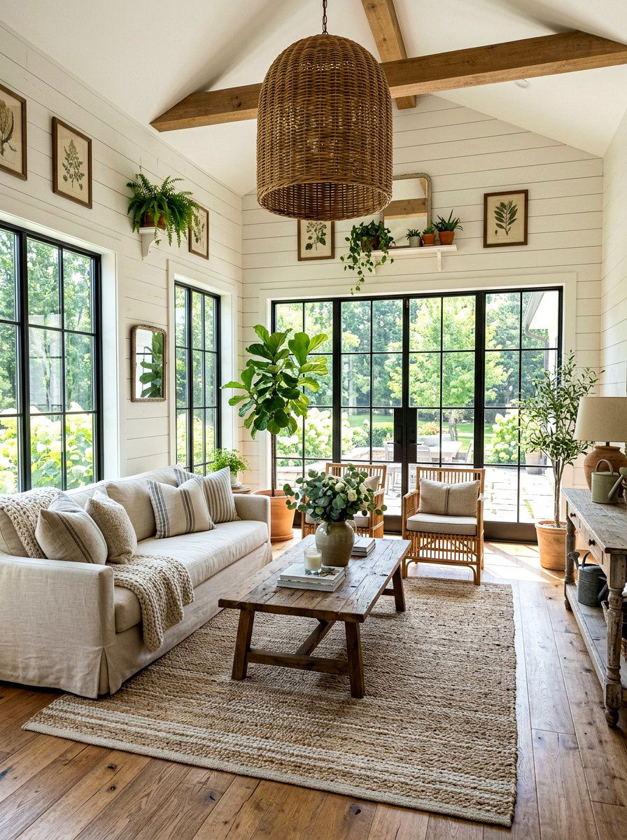 Woven Basket Light - 30 sunroom lighting ideas