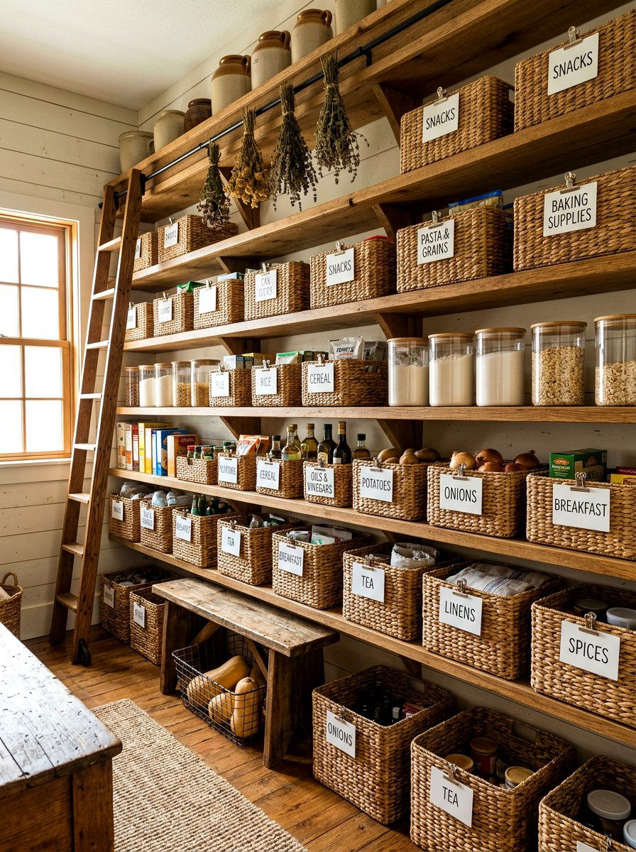 Woven Basket Organizer - 30 snack pantry ideas