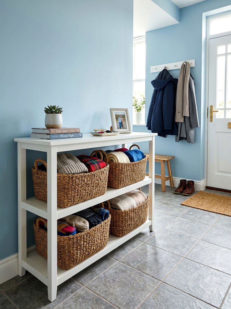 Woven Basket Organizer - 30 family entryway ideas