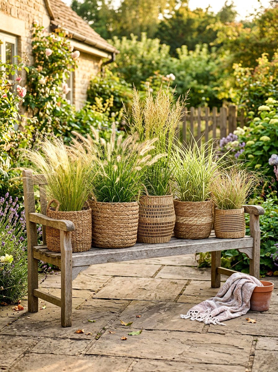 Woven Basket Planter - 30 budget container garden ideas
