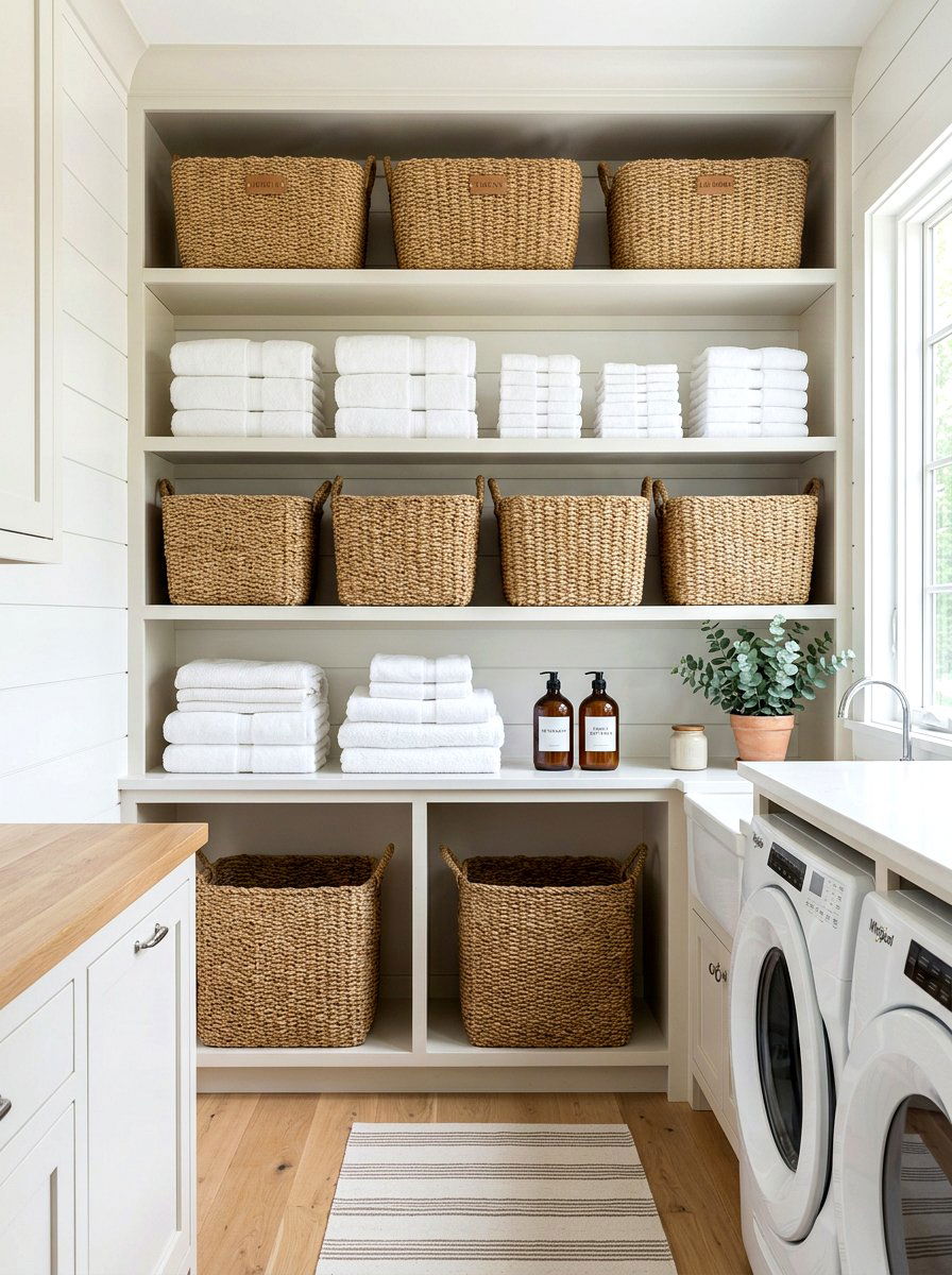 Woven Basket Shelf - 30 spring shelf styling ideas aesthetic