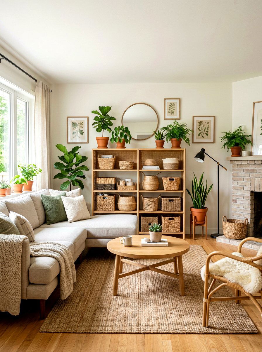 Woven Basket Storage - 30 rustic living room ideas