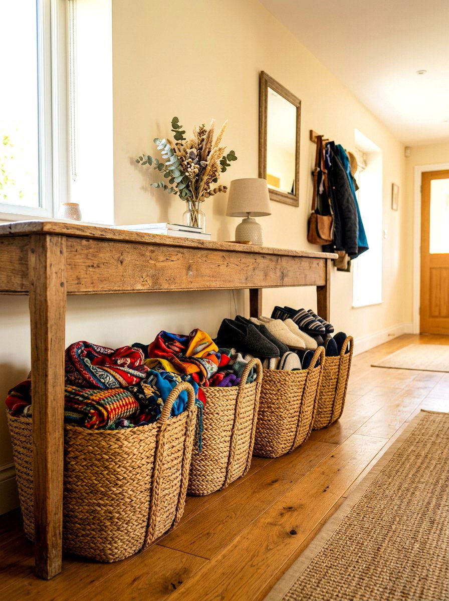 Woven Basket Storage - 30 welcoming entryway ideas