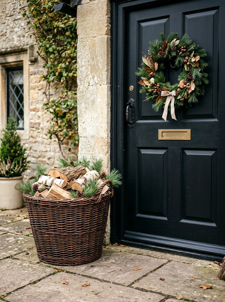 Woven Basket Storage - 30 winter front porch ideas