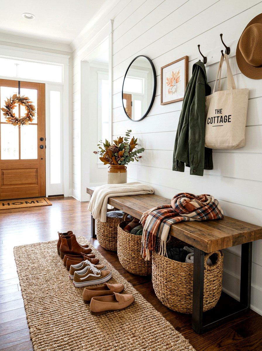 Woven Basket Storage - 30 fall entryway decor ideas