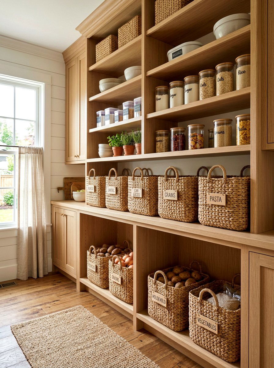 Woven Basket Storage - 30 traditional prep kitchen ideas