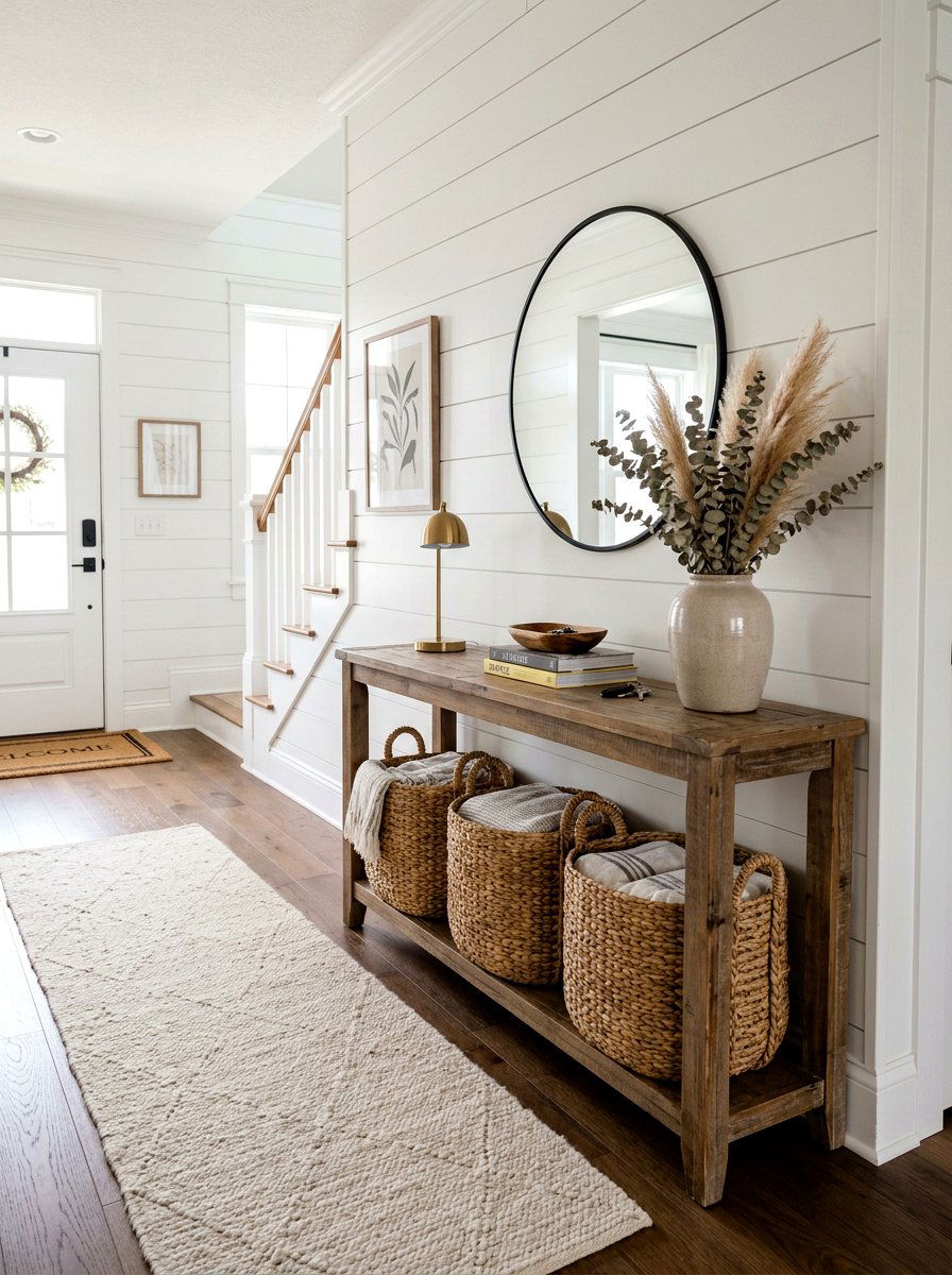 Woven Basket Storage - 30 hallway decor ideas