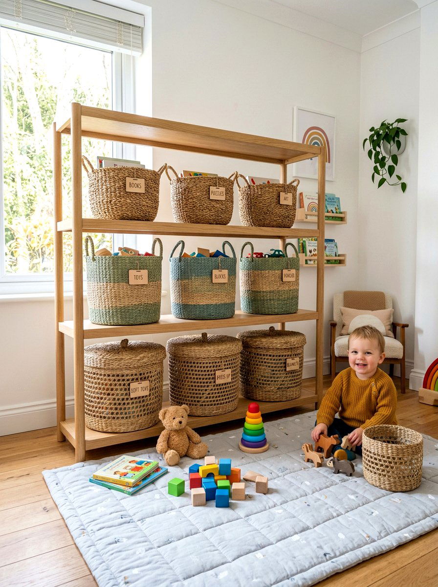 Woven Basket Toy Storage - 30 Scandinavian nursery ideas