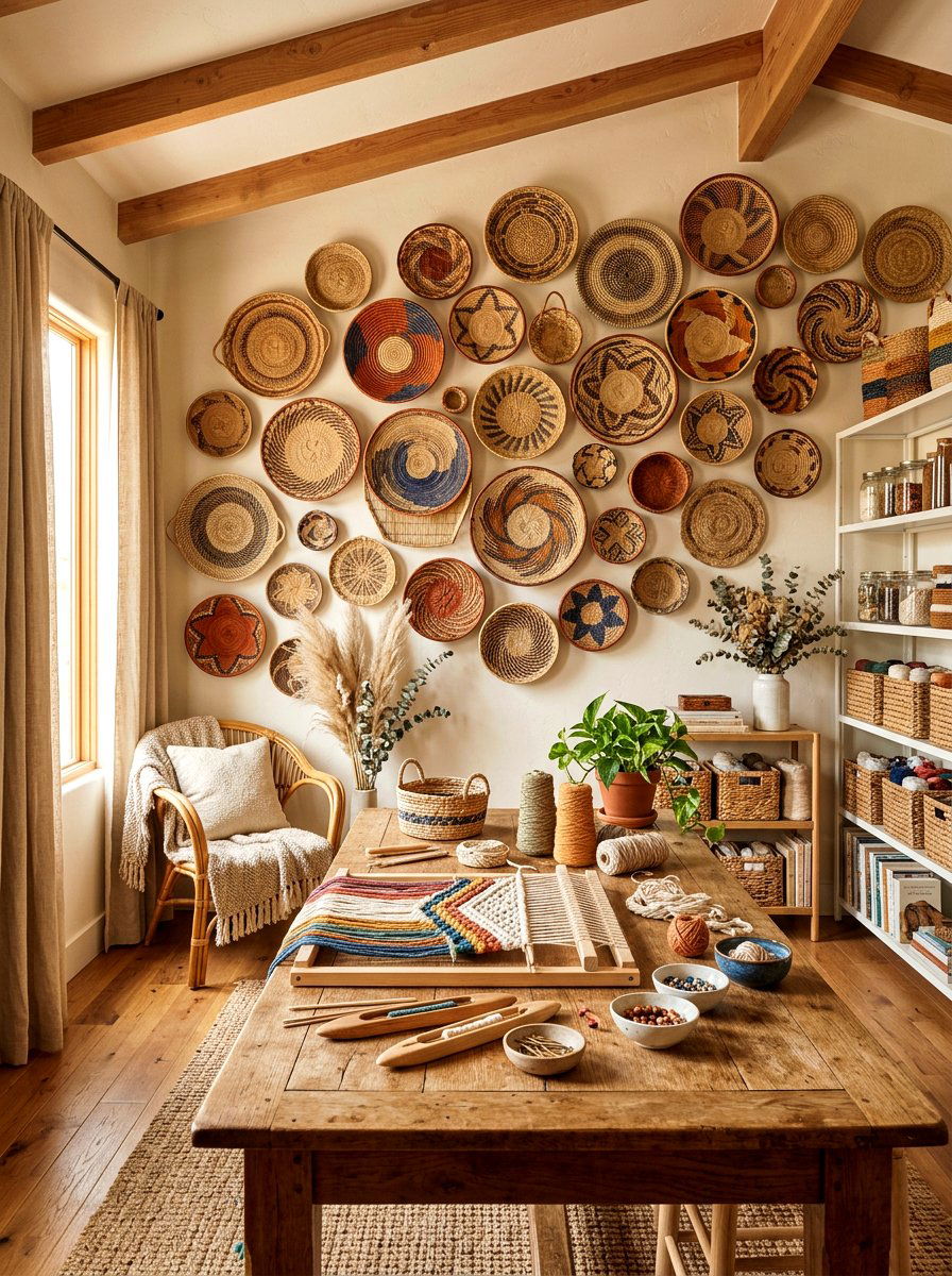 Woven Basket Wall - 30 home studio backdrop ideas