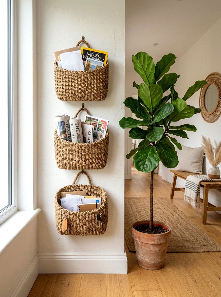 Woven Basket Wall - 30 mail drop zone ideas