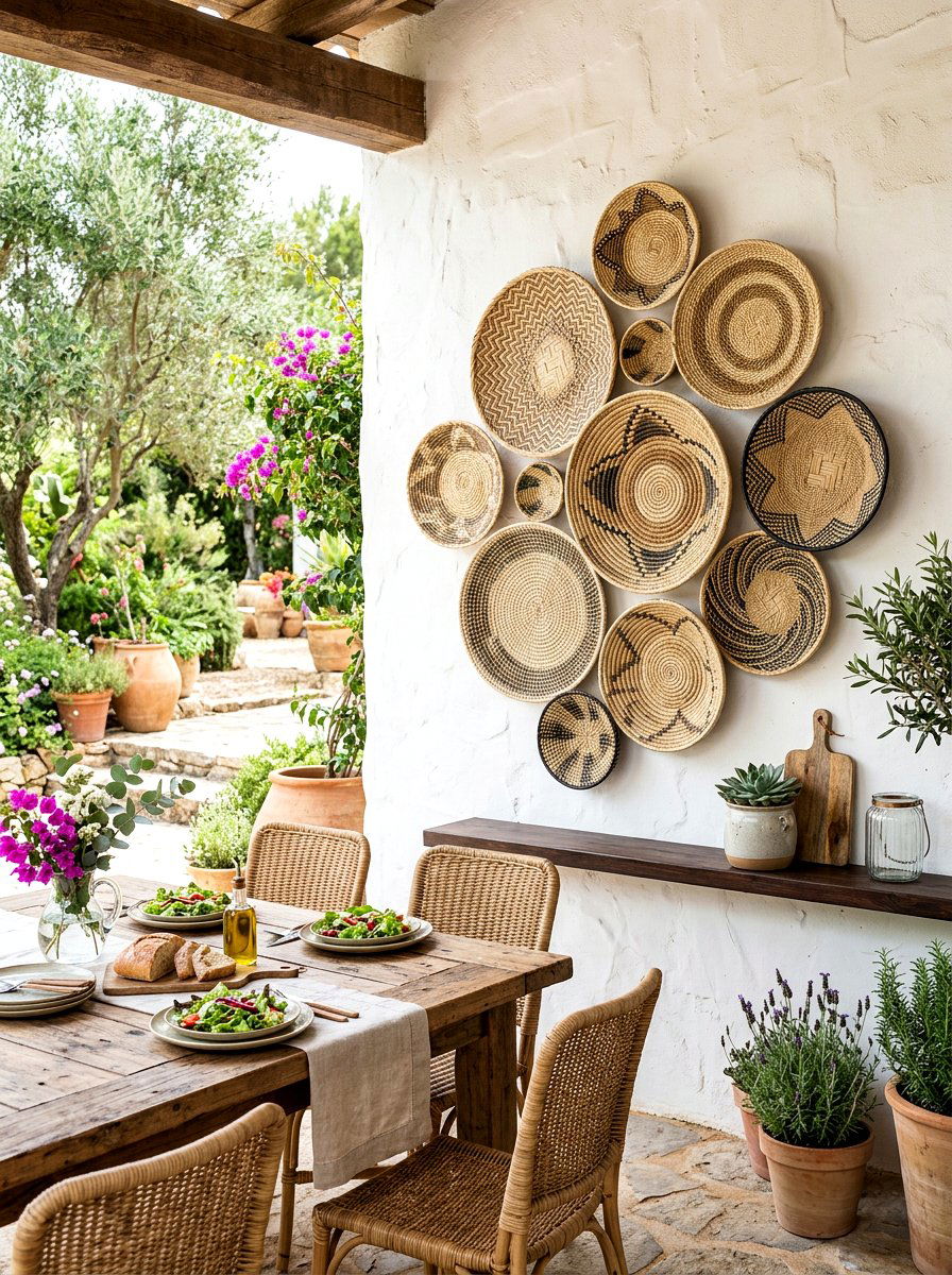 Woven Basket Wall Decor - 30 layered kitchen decor ideas