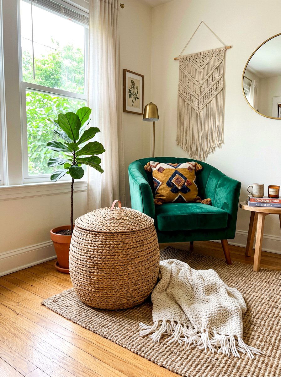 Woven Basket With Lid - 30 hidden hamper apartment ideas