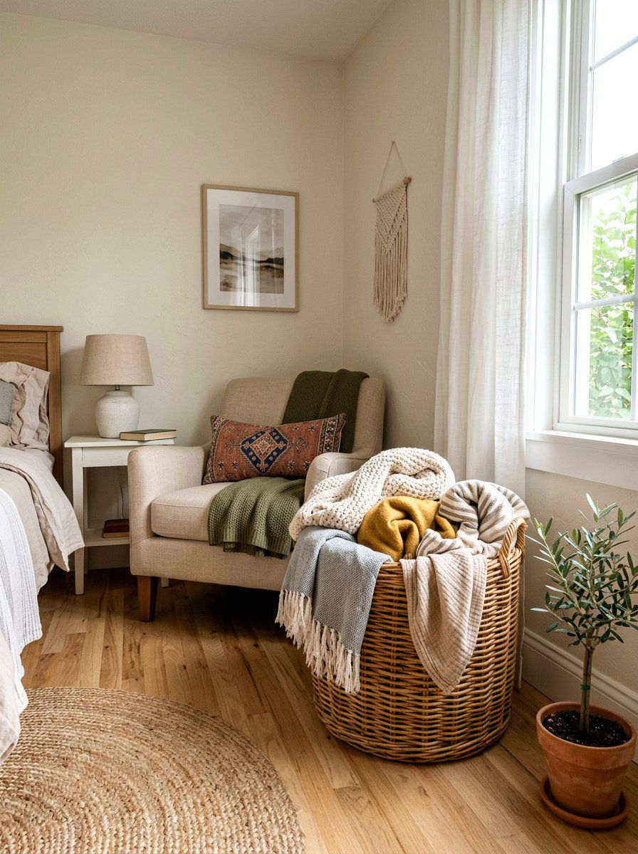Woven Baskets For Blankets - 30 organizing a guest room ideas
