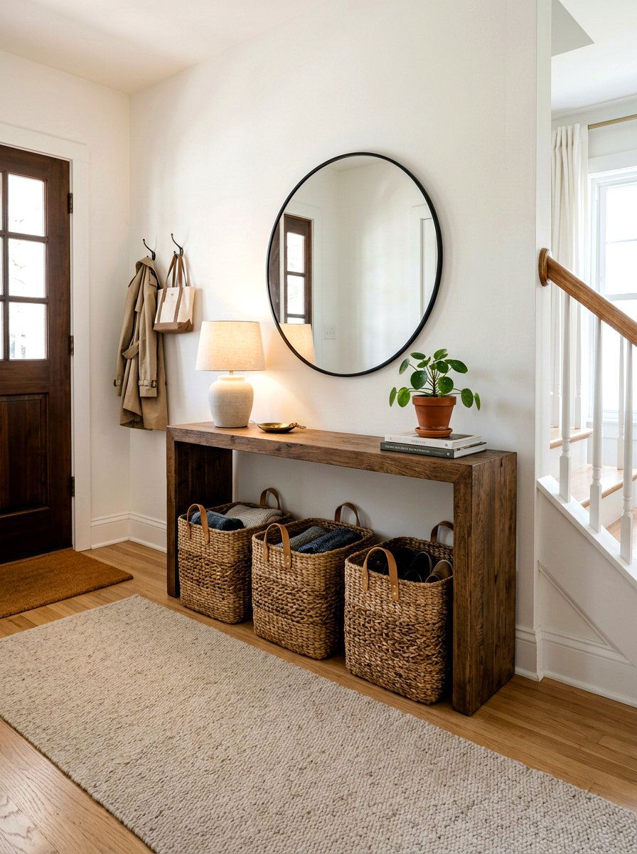 Woven Baskets For Storage - 30 apartment entryway ideas