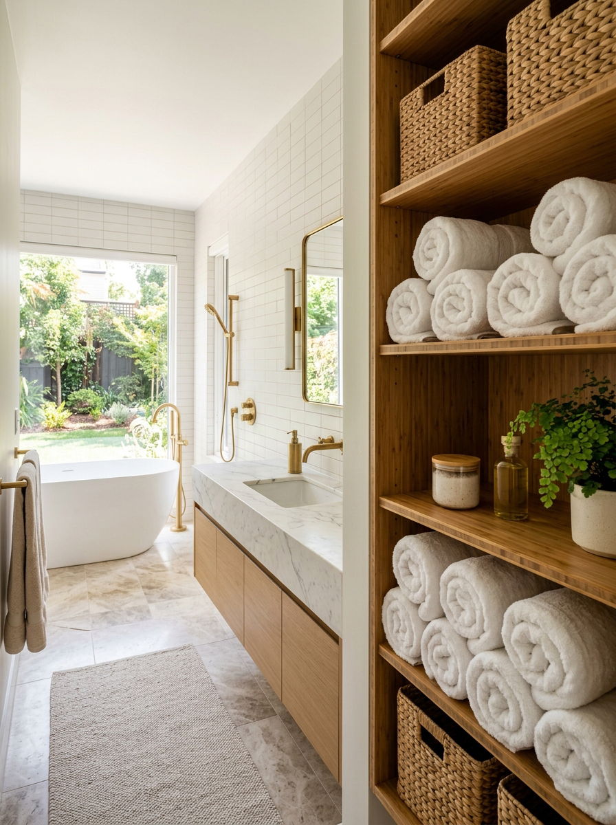 Woven Bathroom Towel Storage - 30 woven basket decor ideas
