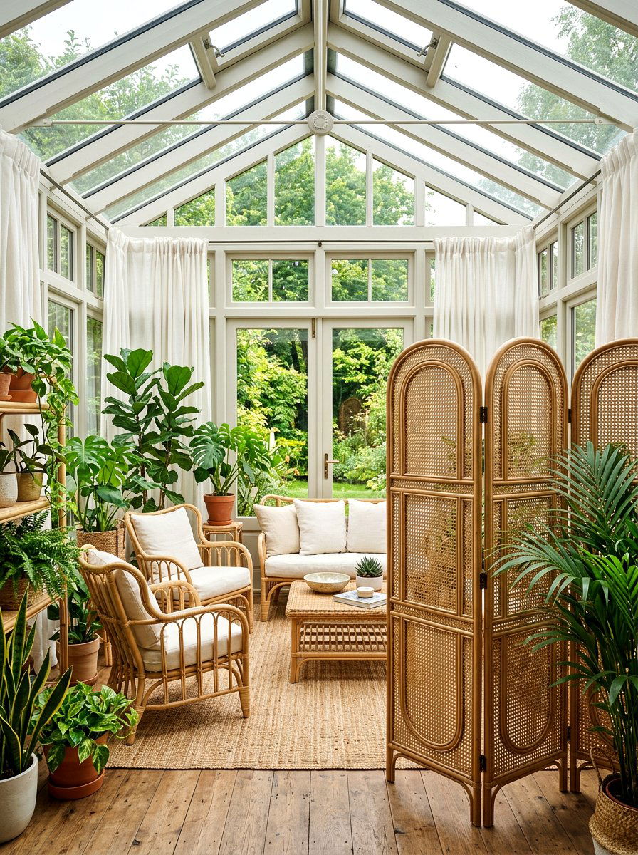 Woven Cane Divider - 30 folding screen ideas