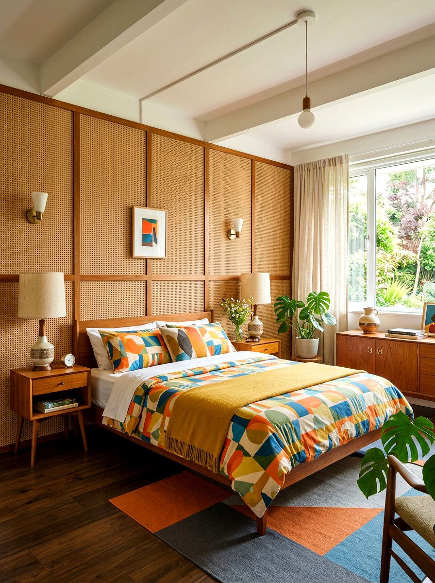 Woven Cane Panel - 30 headboard wall ideas