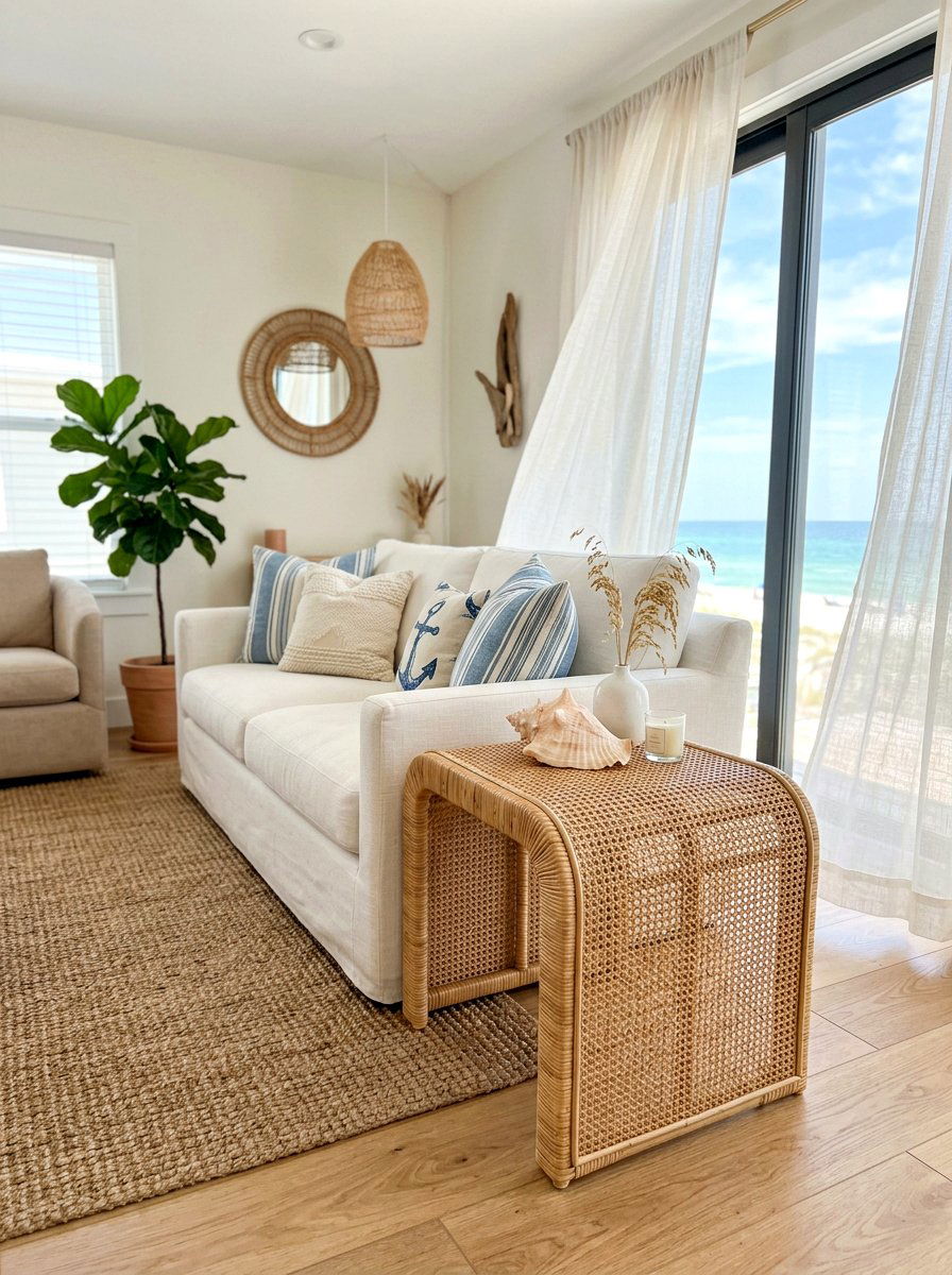 Woven Cane Waterfall Side Table - 30 waterfall side table ideas