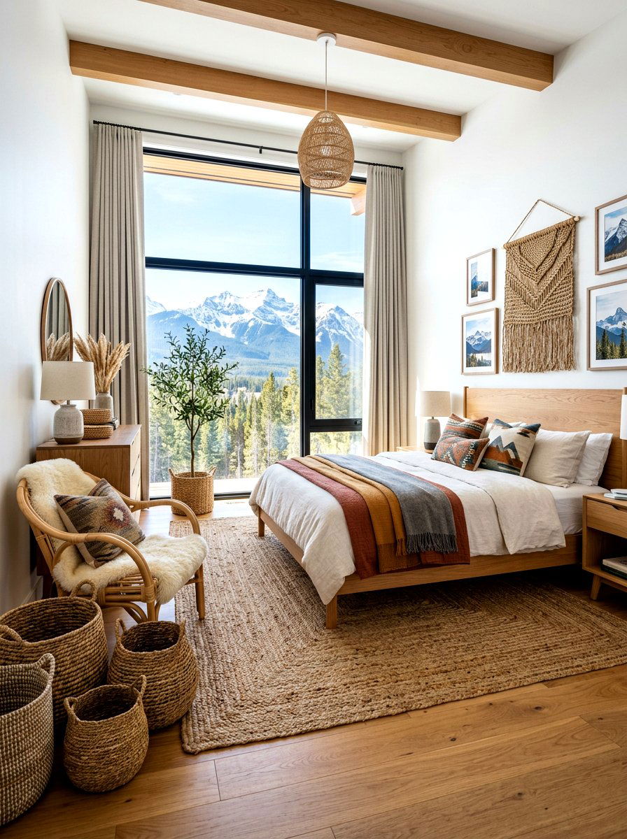 Woven Decor Mountain Bedroom - 30 mountain modern bedroom ideas
