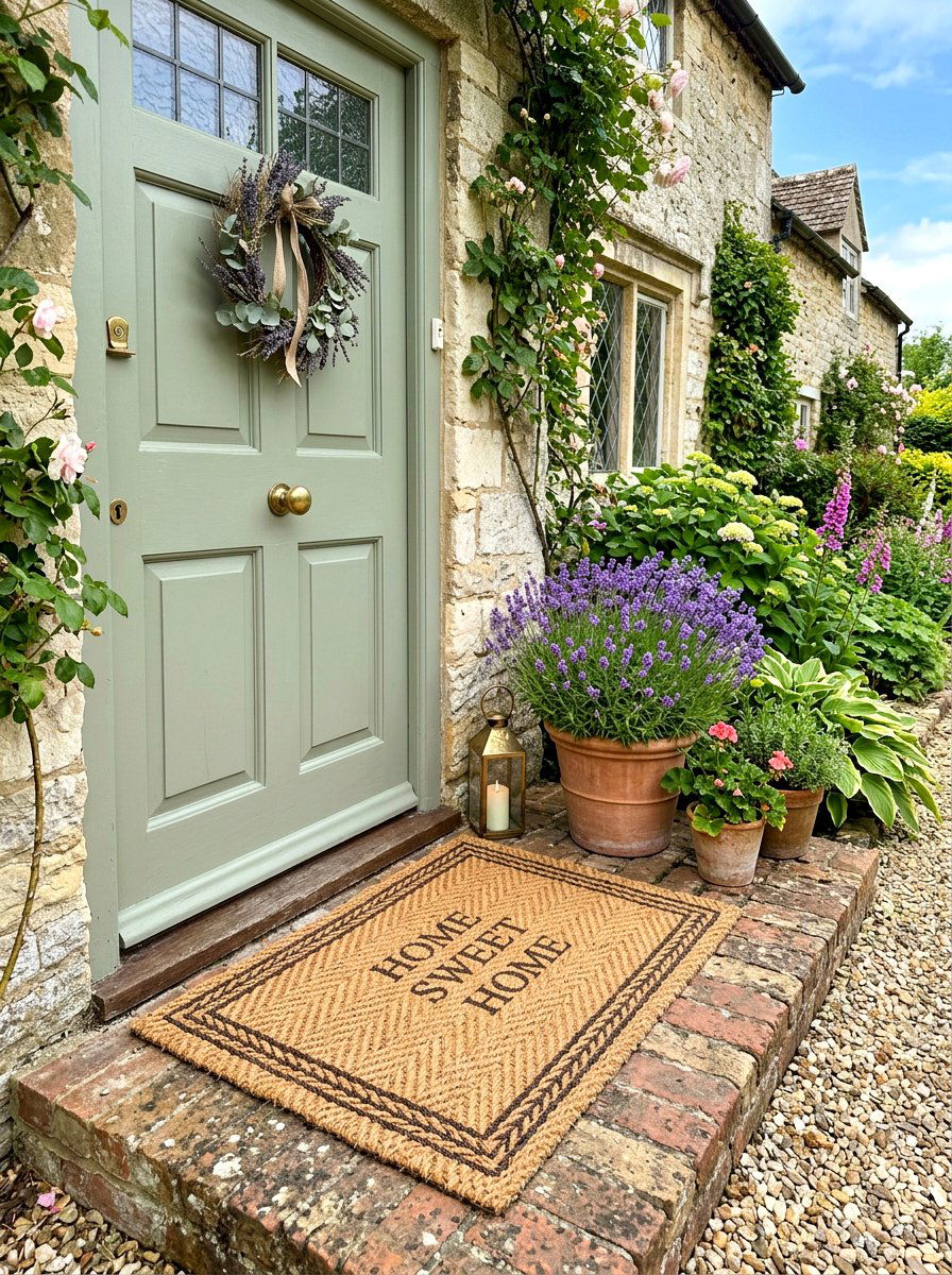 Woven Door Mat Cottage - 30 cottage stoop ideas