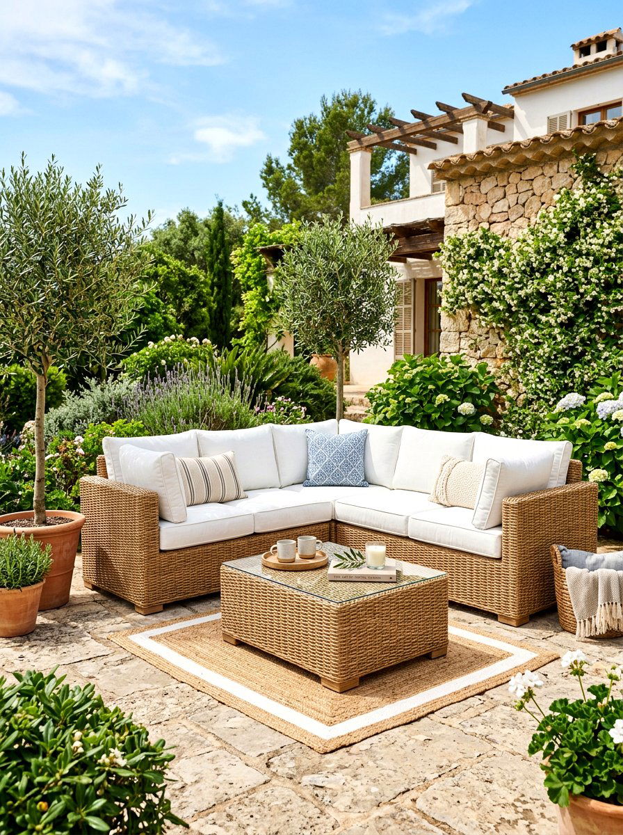 Woven Garden Furniture - 30 Tuscan courtyard ideas
