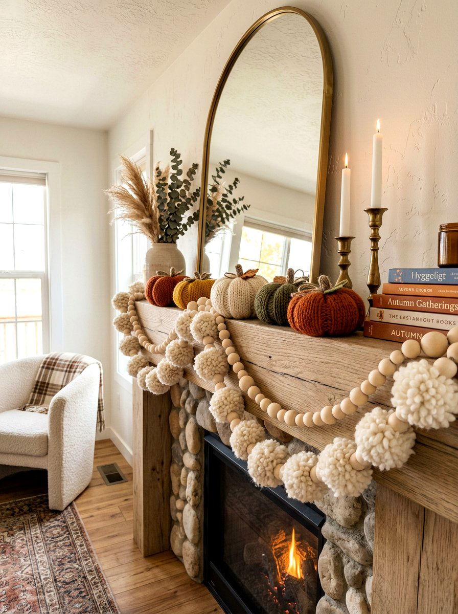 Woven Garland Layering - 30 fall mantel layering ideas