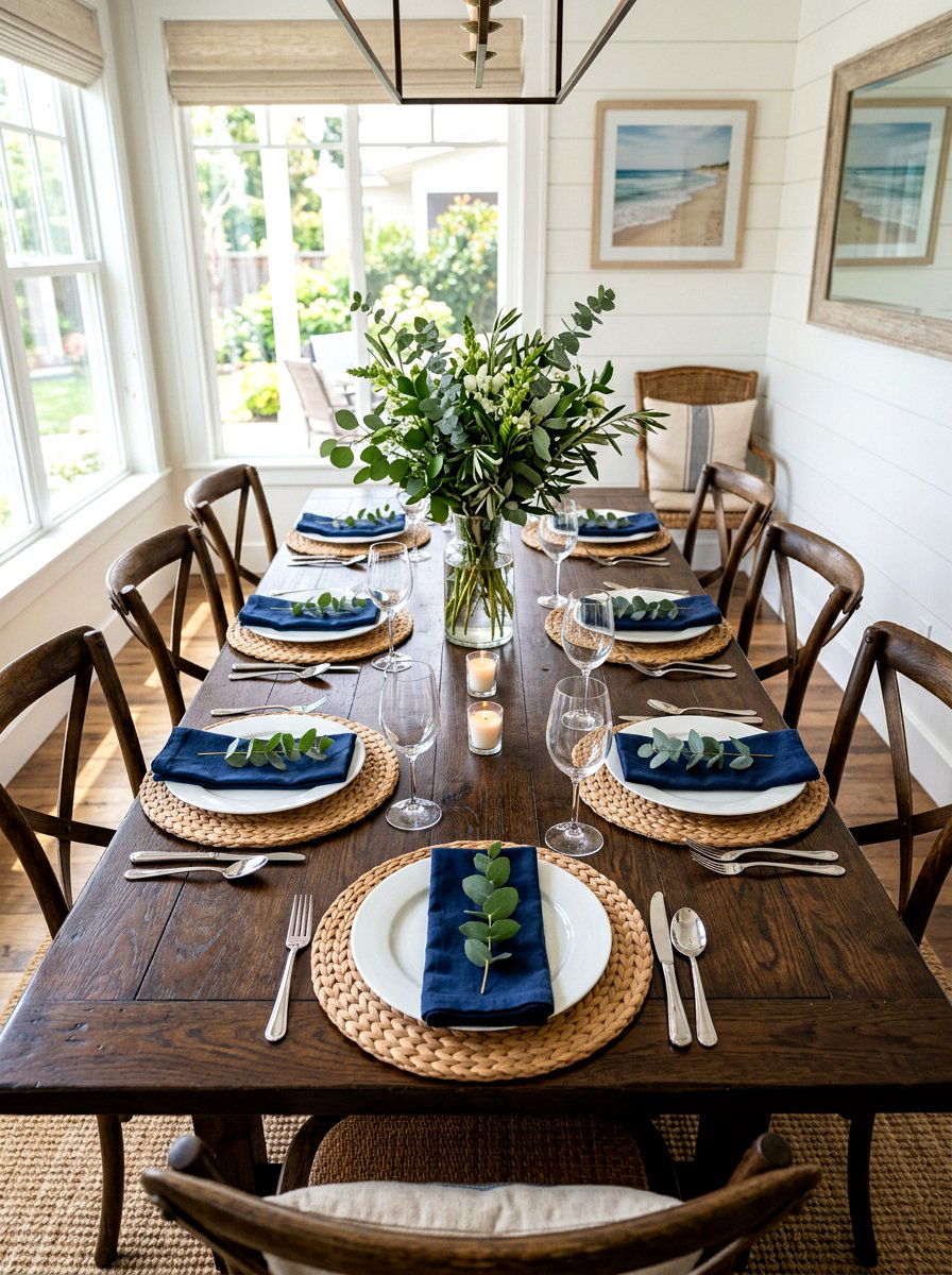 Woven Grass Place Settings - 30 farmhouse table decor ideas