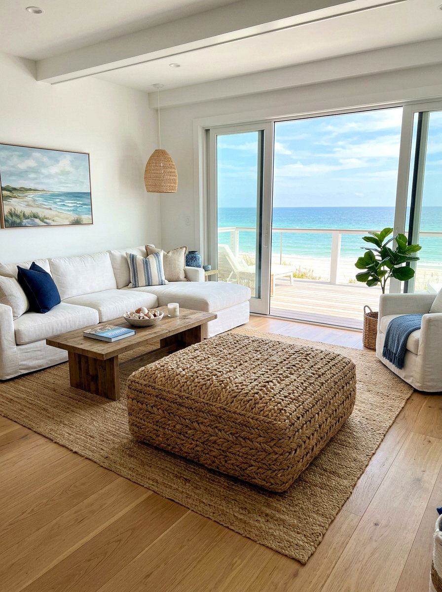 Woven Jute Oversized Ottoman - 30 oversized ottoman living room ideas