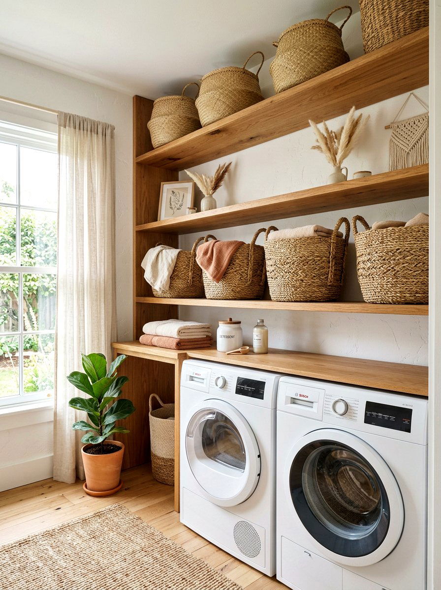 Woven Laundry Baskets - 30 laundry room organization ideas