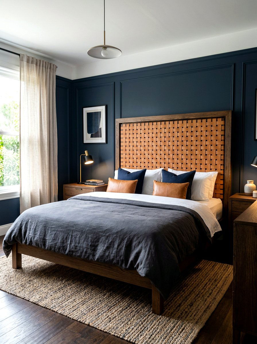Woven Leather Headboard - 30 statement headboard bedroom ideas