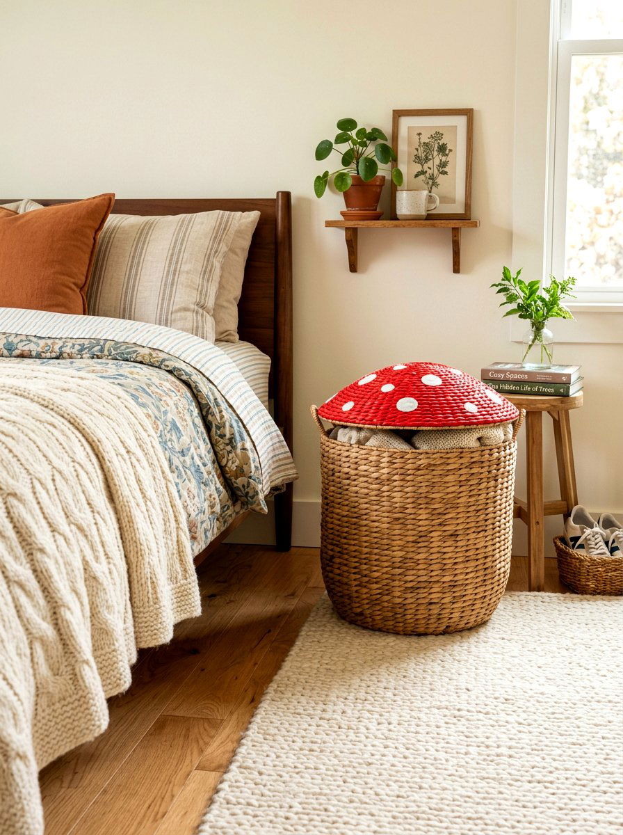 Woven Mushroom Basket - 30 mushroom bedroom ideas