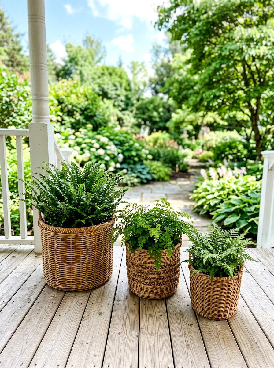 Woven Outdoor Baskets - 30 front steps decor ideas
