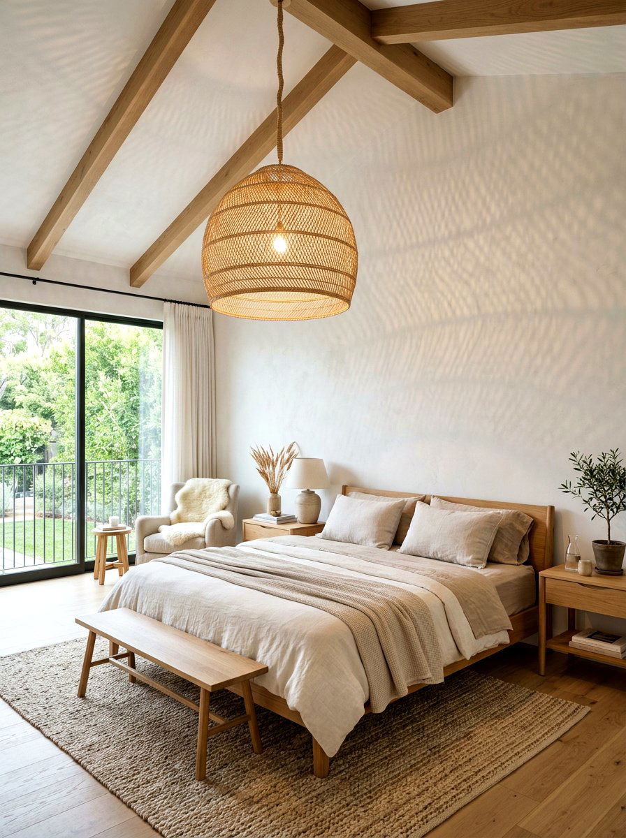 Woven Pendant Light - 30 organic modern bedroom ideas