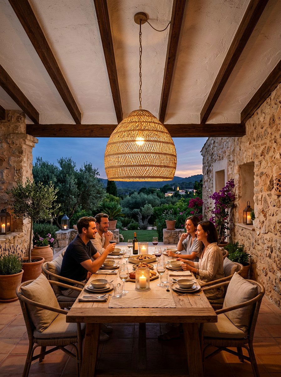 Woven Pendant Light - 30 California casual patio ideas