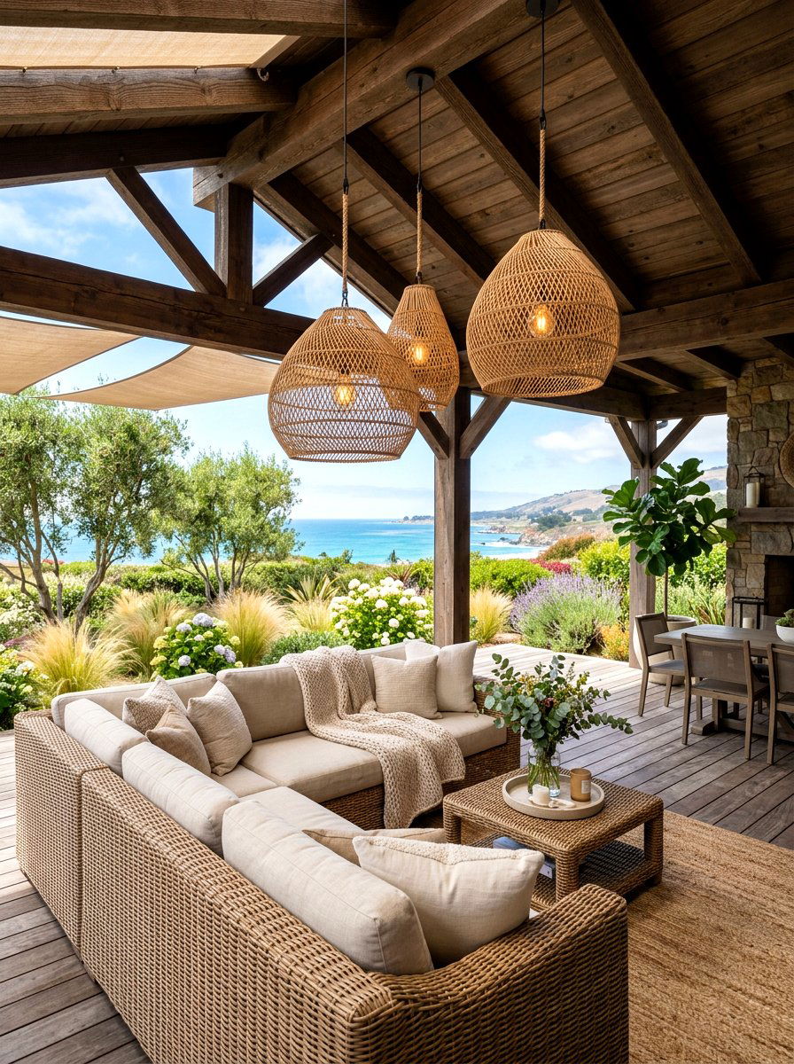 Woven Pendant Lights - 30 patio lighting ideas