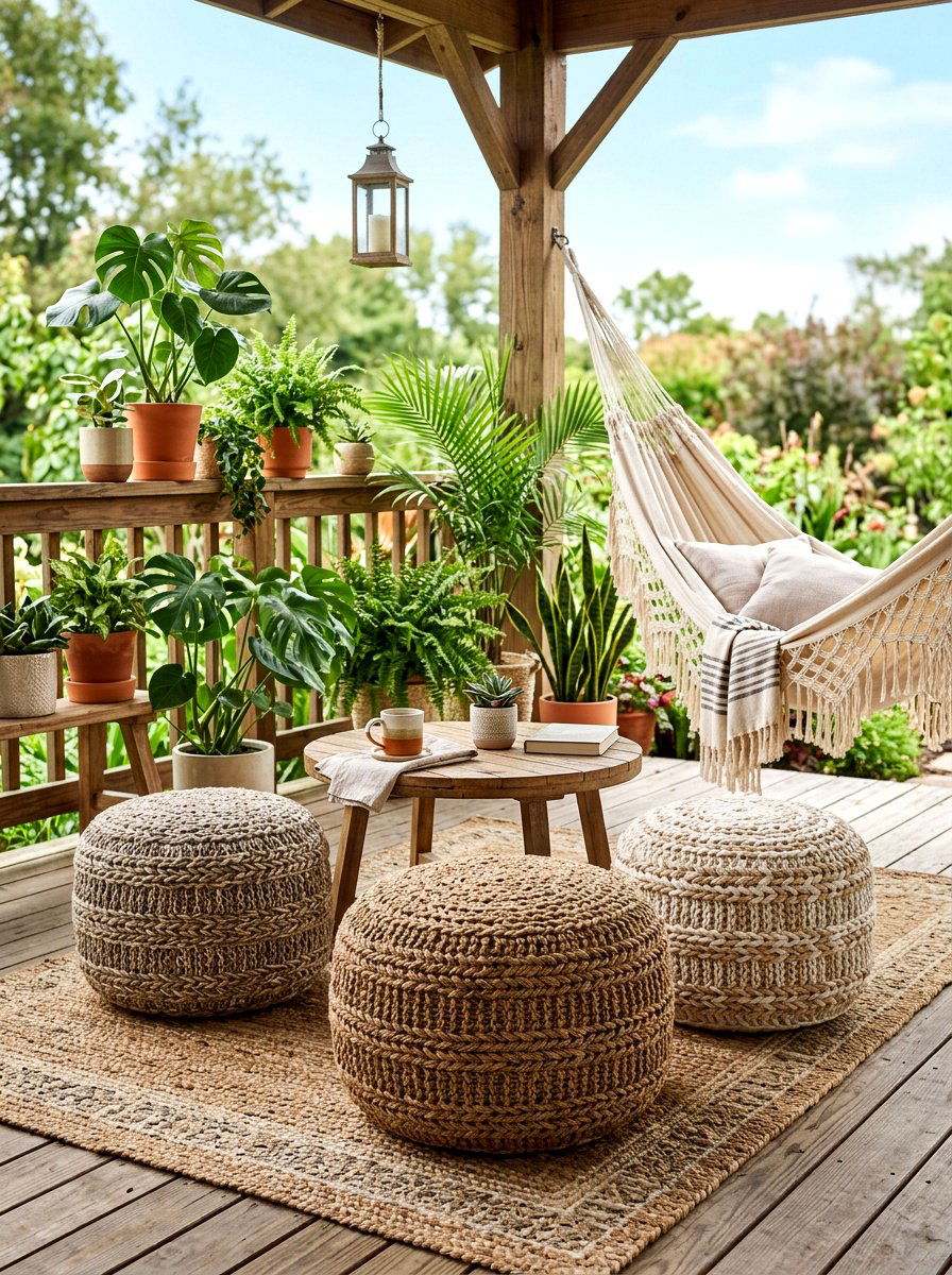 Woven Poof - 30 porch furniture ideas