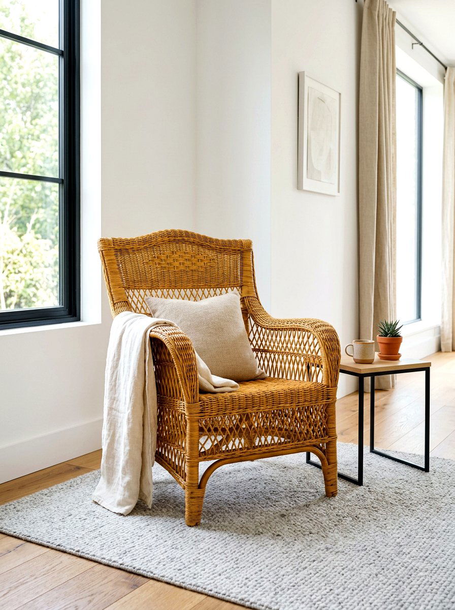 Woven Rattan Accent - 30 warm minimalist home ideas