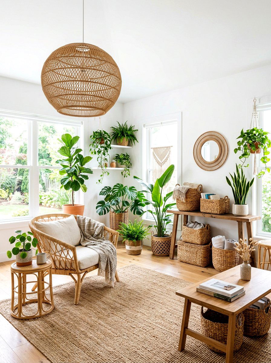 Woven Rattan Accents - 30 quiet room decor ideas