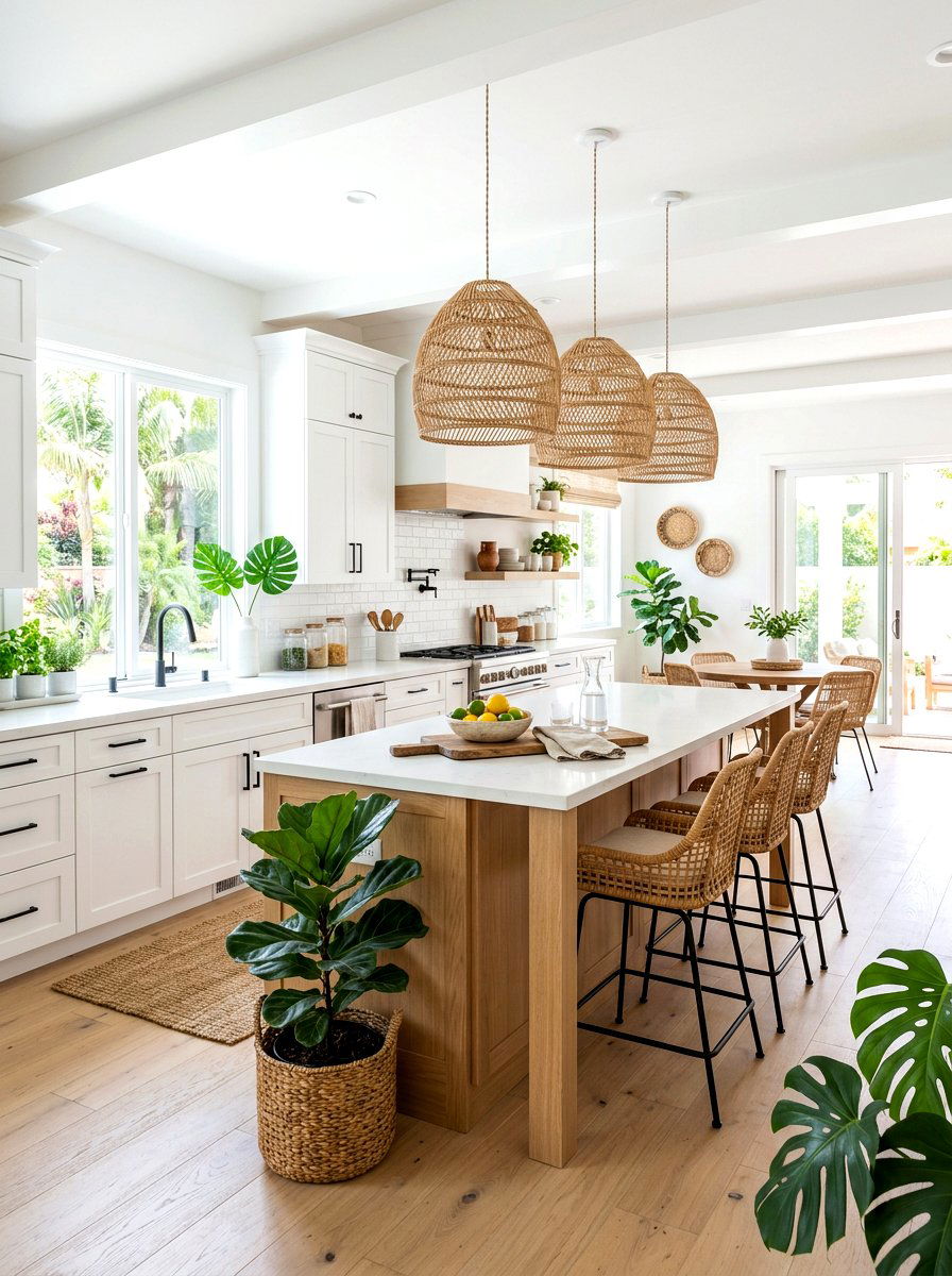 Woven Rattan Accents - 30 eclectic kitchen ideas