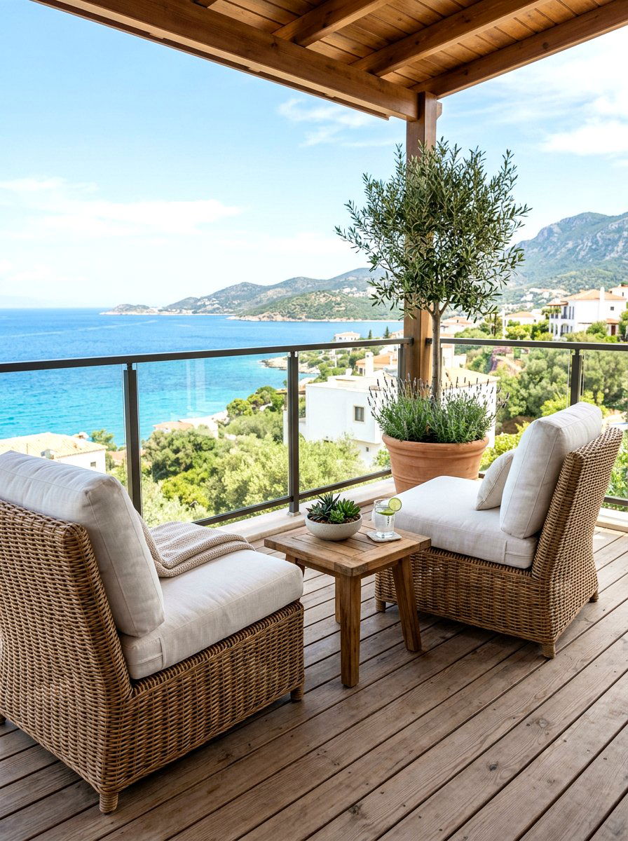 Woven Rattan Balcony Chairs - 30 balcony seating nook ideas