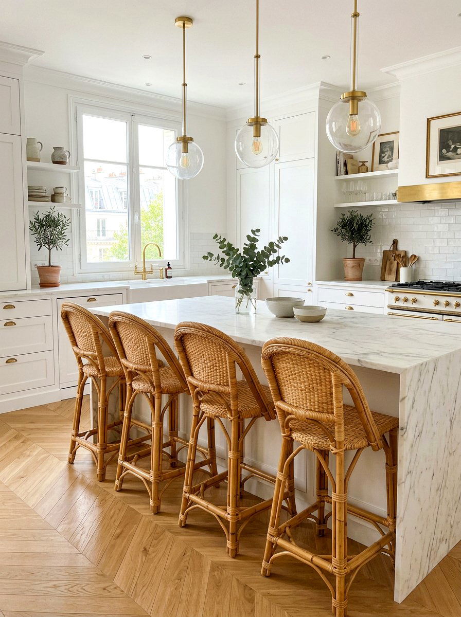 Woven Rattan Bar Stool - 30 bistro kitchen ideas