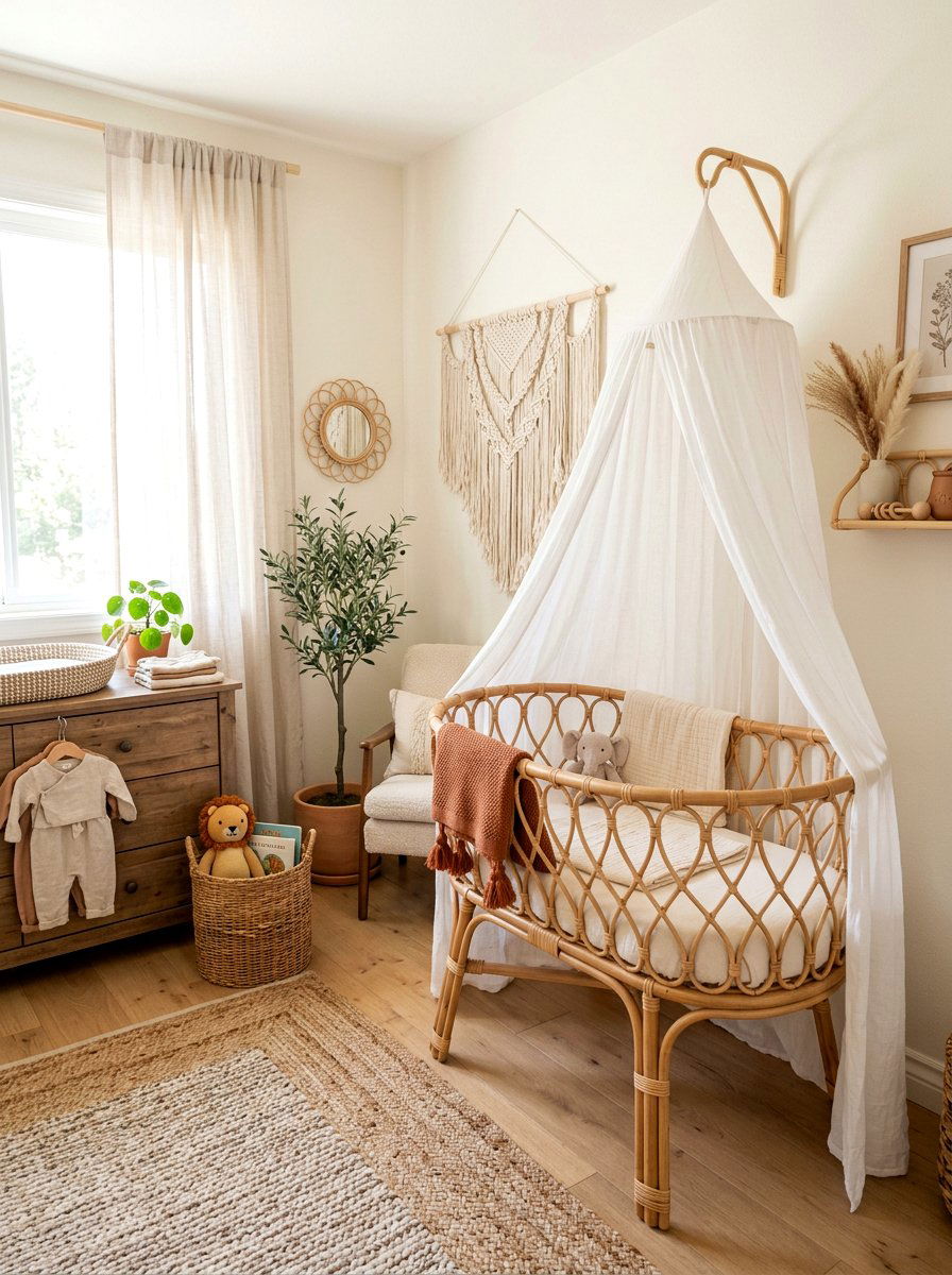 Woven Rattan Bassinet - 30 heirloom toy nursery ideas