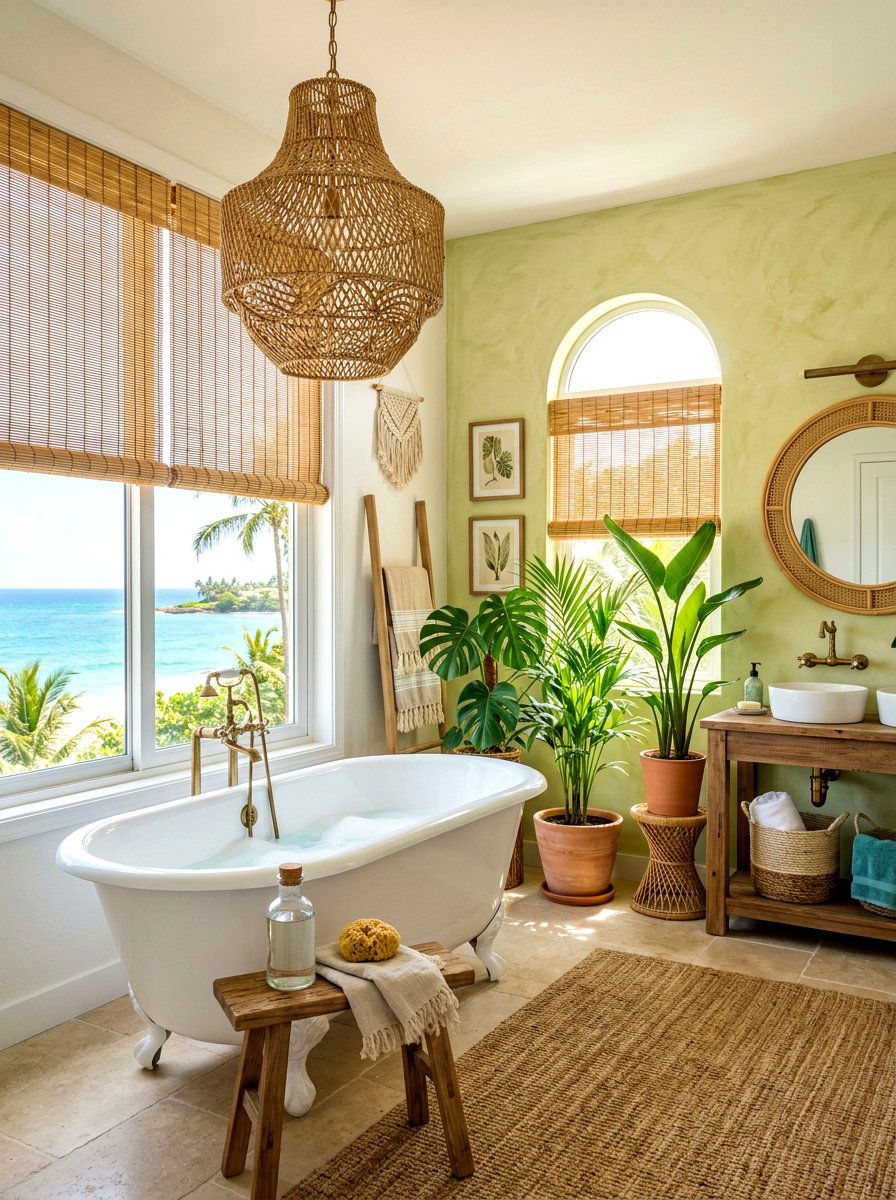 Woven Rattan Chandelier Bathroom - 30 chandelier over bathtub ideas