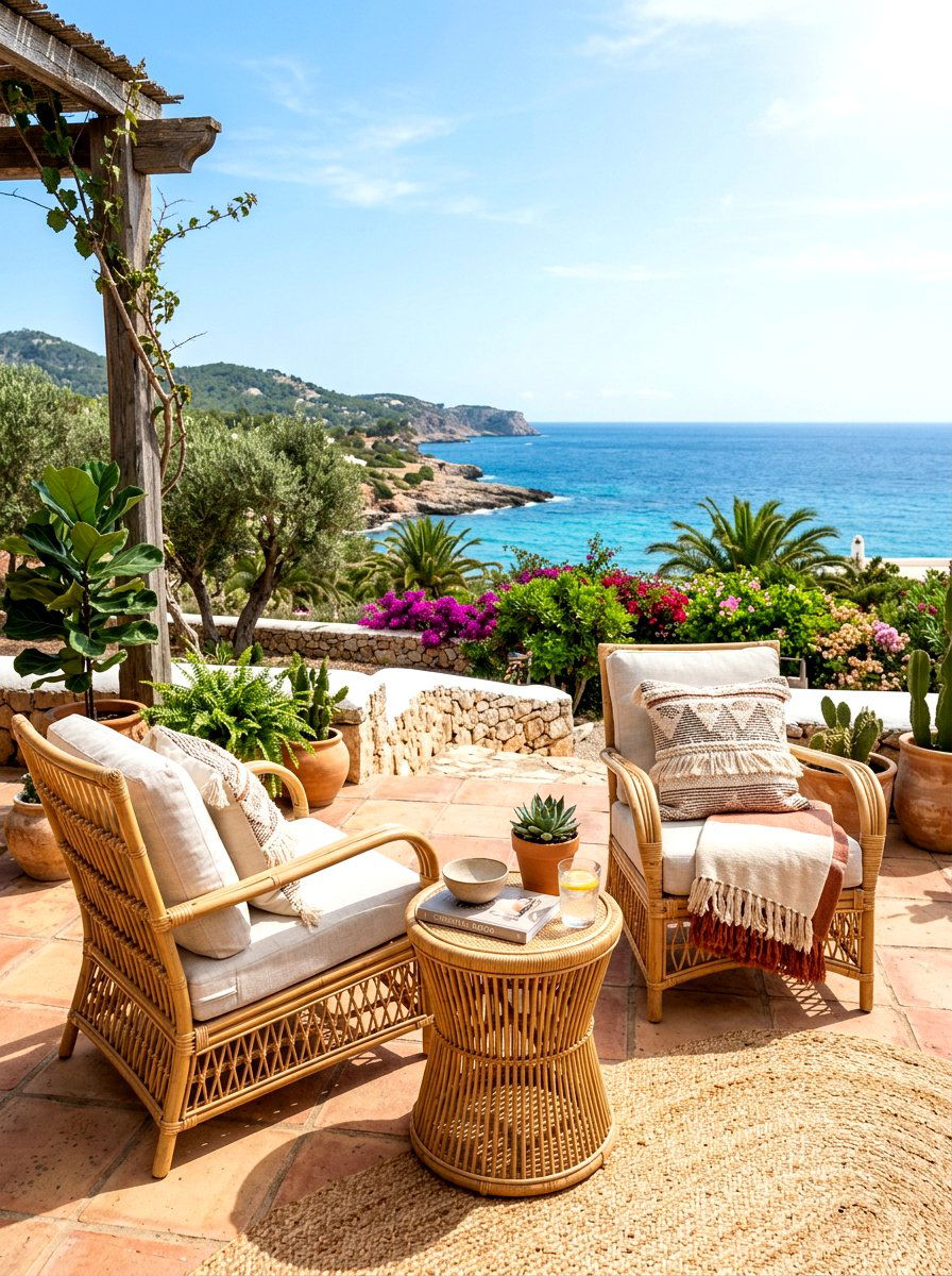Woven Rattan Decor - 30 Mediterranean exterior courtyard ideas