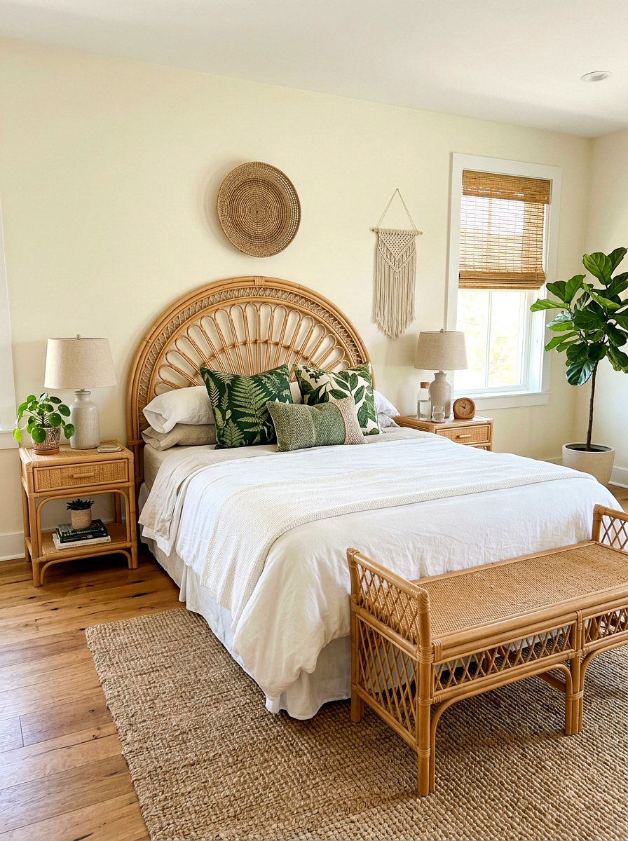 Woven Rattan Furniture - 30 calming bedroom ideas
