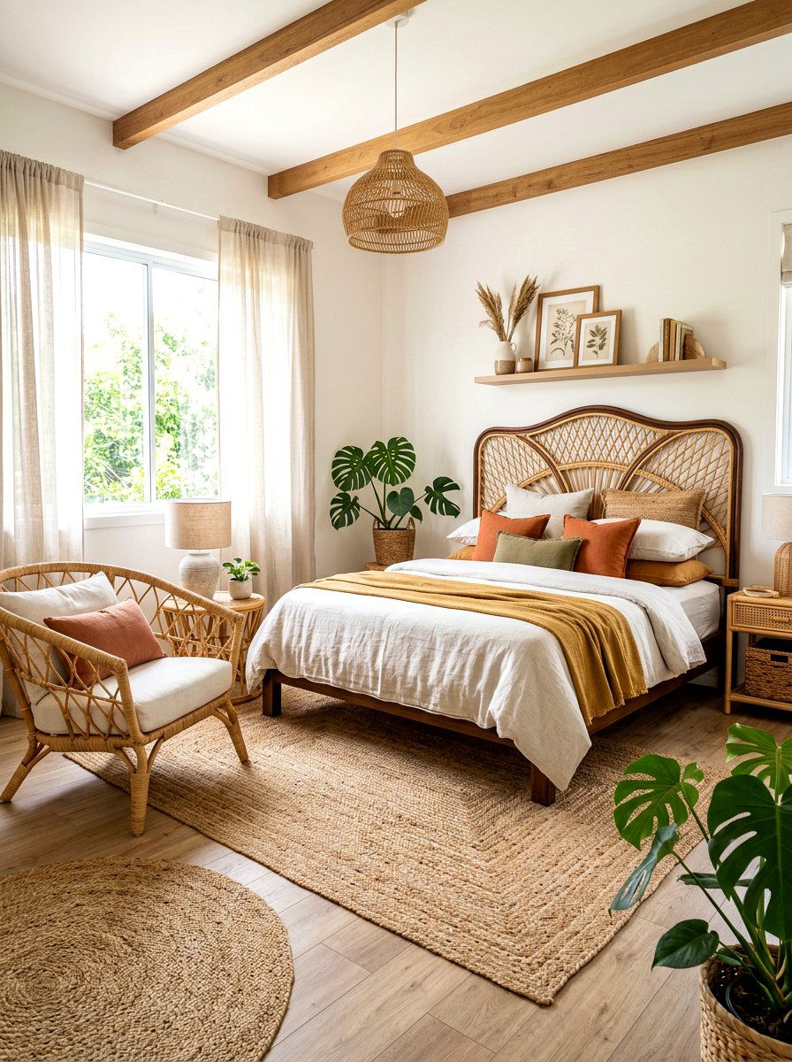 Woven Rattan Furniture - 30 cozy bedroom ideas