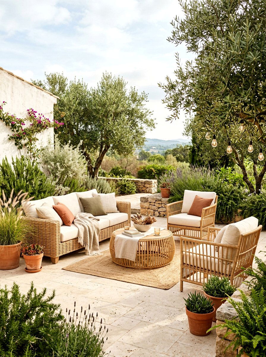 Woven Rattan Furniture - 30 warm minimalist backyard ideas