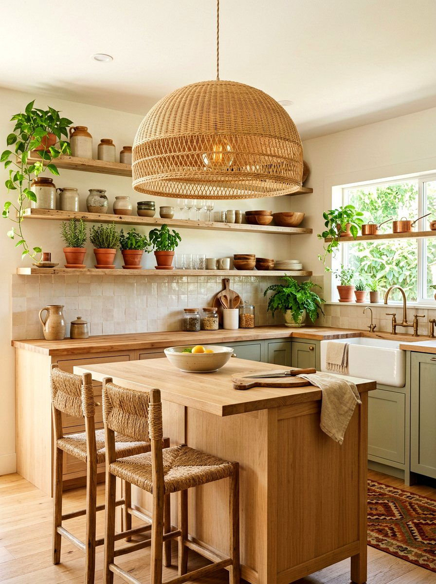 Woven Rattan Light - 30 kitchen lamp styling ideas