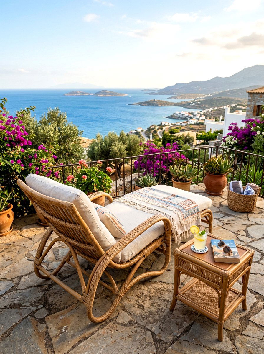 Woven Rattan Lounge Chair - 30 Mediterranean patio lounge ideas